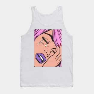 Pastel Pink Crying Comic Girl Tank Top